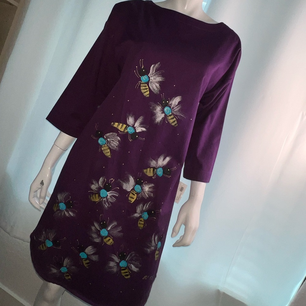 Beautiful bee dress handpainted in France NWT